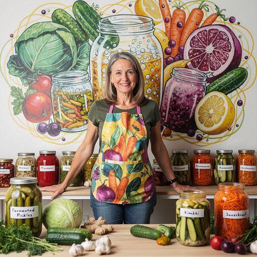 Zelenina nakládaná v octě a koření v průhledné sklenici